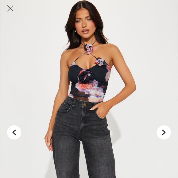 Fashion Nova floral feeling mesh bodysuit black/combo - Picture 2 of 5